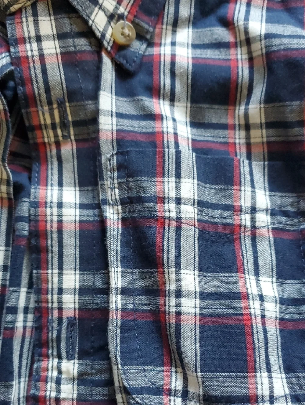 Wrangler RIATA Navy Red White Plaid Button-Front Shirt.  Size 6-8 - Picture 4 of 4